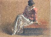 Adolph von Menzel, Costume Study of a Seated Woman: The Artist's Sister Emilie